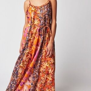 NWT Free People Moondive Maxi in orange combo